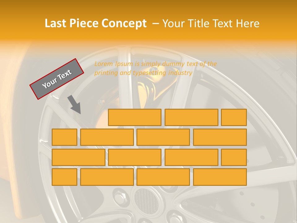 A Yellow Car Wheel With A Yellow Brake Cover PowerPoint Template