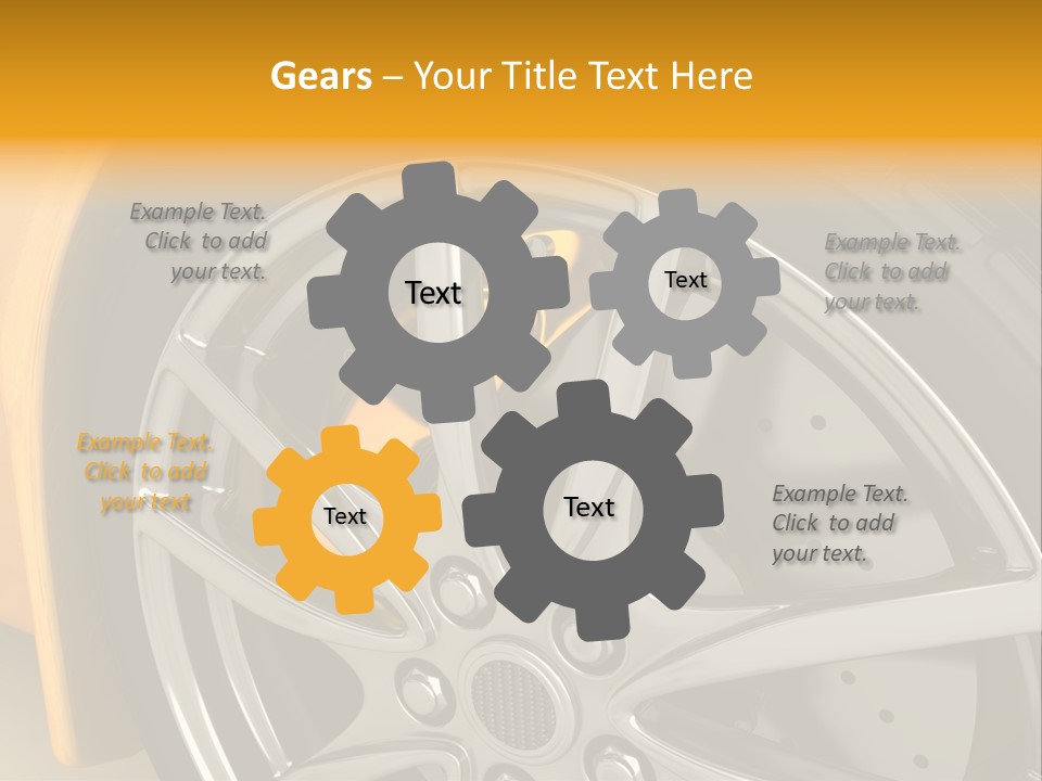 A Yellow Car Wheel With A Yellow Brake Cover PowerPoint Template