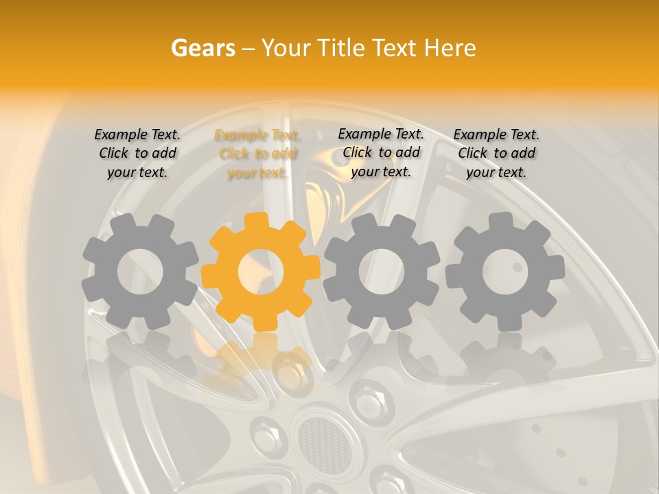 A Yellow Car Wheel With A Yellow Brake Cover PowerPoint Template