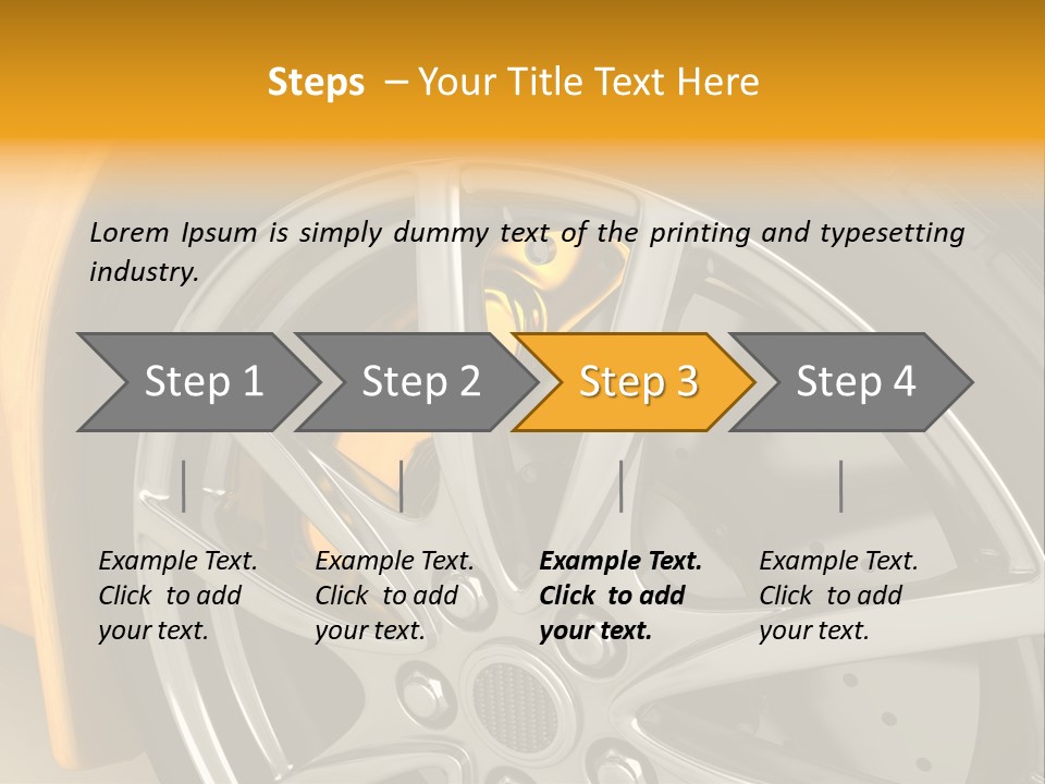 A Yellow Car Wheel With A Yellow Brake Cover PowerPoint Template