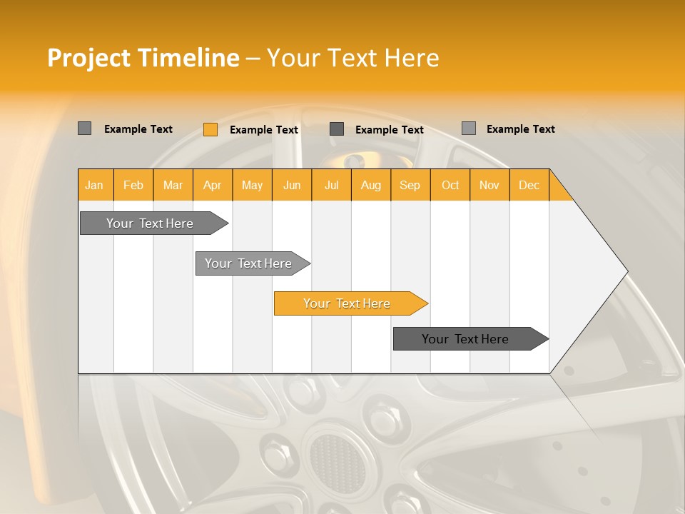 A Yellow Car Wheel With A Yellow Brake Cover PowerPoint Template