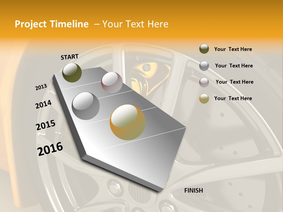 A Yellow Car Wheel With A Yellow Brake Cover PowerPoint Template