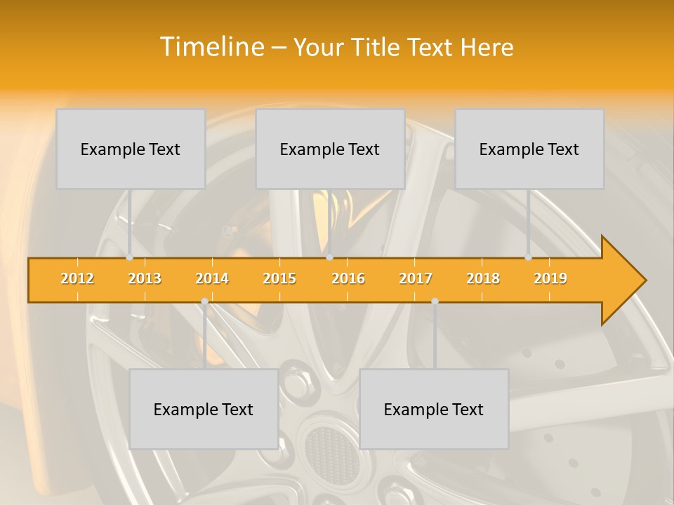 A Yellow Car Wheel With A Yellow Brake Cover PowerPoint Template