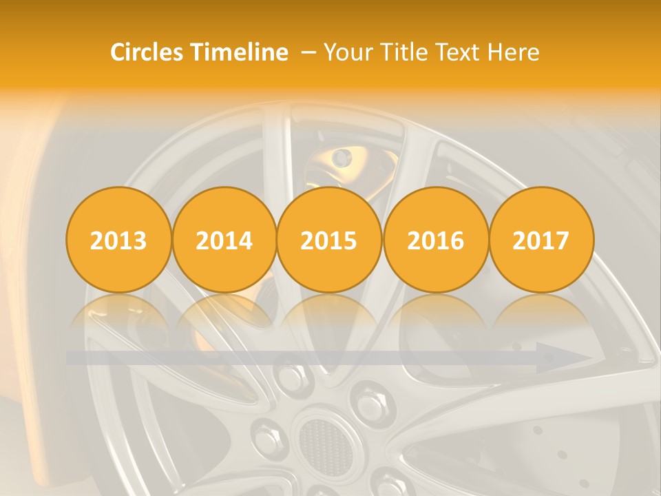 A Yellow Car Wheel With A Yellow Brake Cover PowerPoint Template