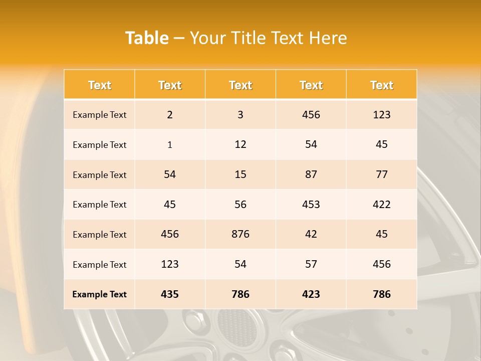 A Yellow Car Wheel With A Yellow Brake Cover PowerPoint Template