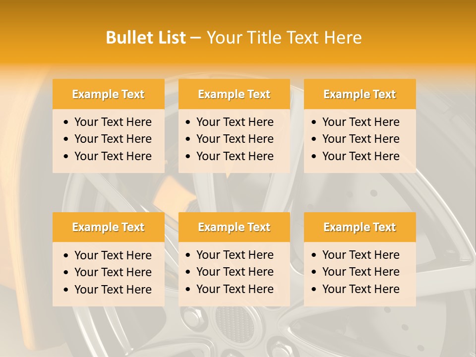 A Yellow Car Wheel With A Yellow Brake Cover PowerPoint Template
