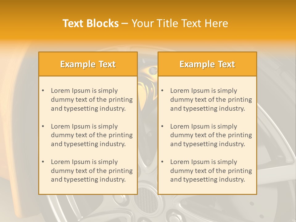 A Yellow Car Wheel With A Yellow Brake Cover PowerPoint Template
