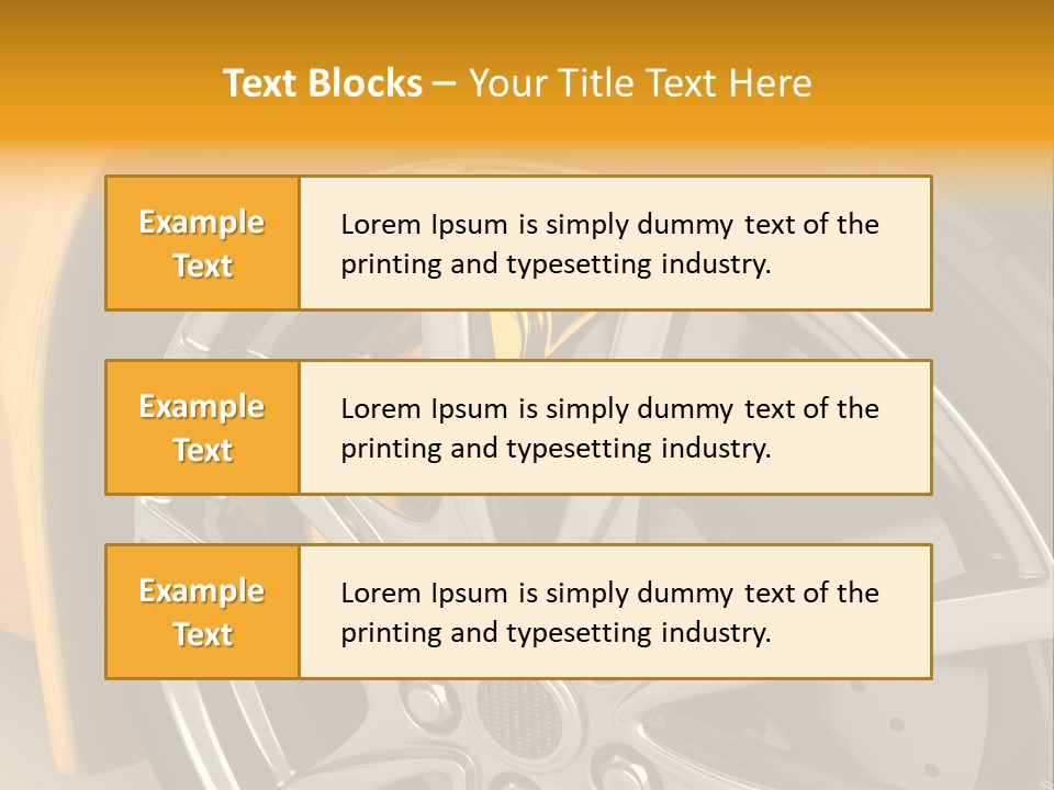 A Yellow Car Wheel With A Yellow Brake Cover PowerPoint Template