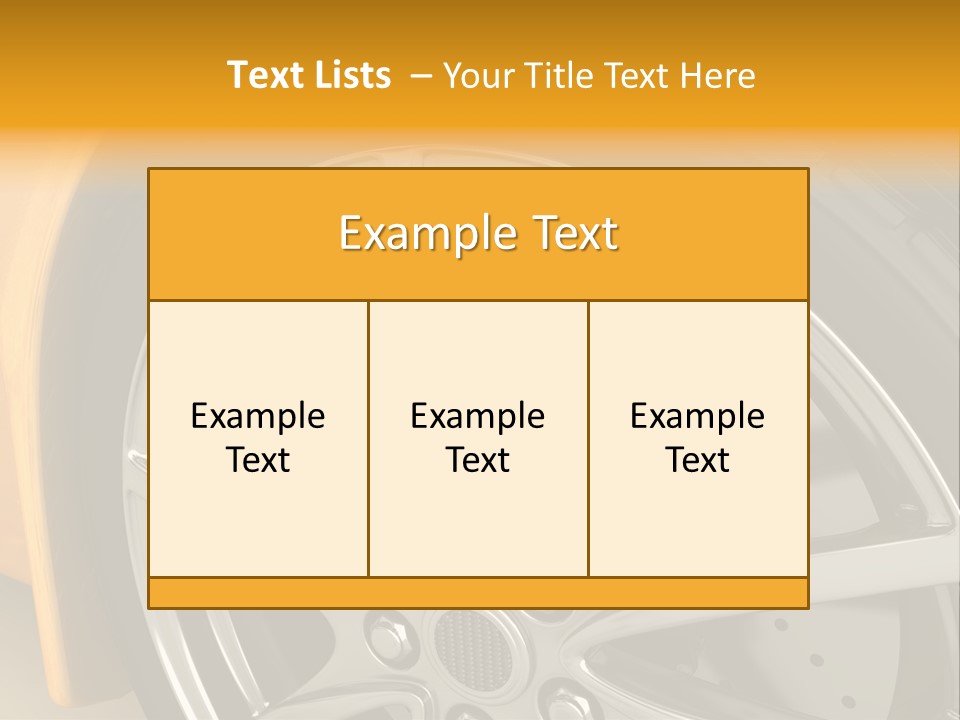 A Yellow Car Wheel With A Yellow Brake Cover PowerPoint Template