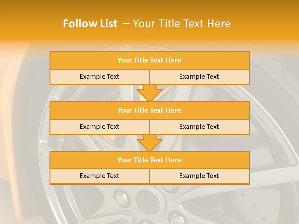 A Yellow Car Wheel With A Yellow Brake Cover PowerPoint Template