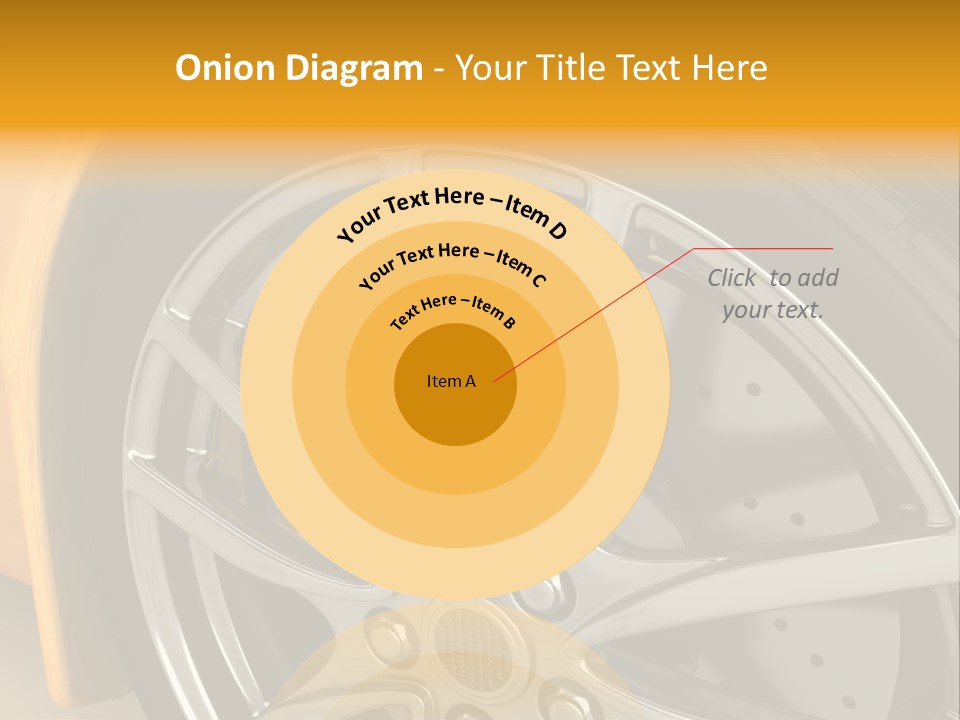 A Yellow Car Wheel With A Yellow Brake Cover PowerPoint Template