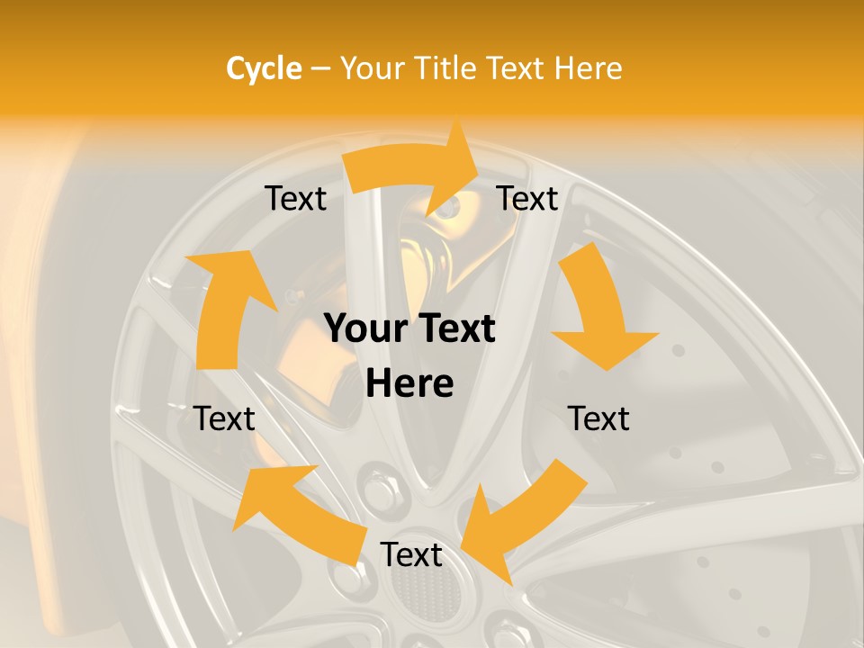 A Yellow Car Wheel With A Yellow Brake Cover PowerPoint Template