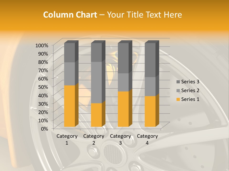 A Yellow Car Wheel With A Yellow Brake Cover PowerPoint Template
