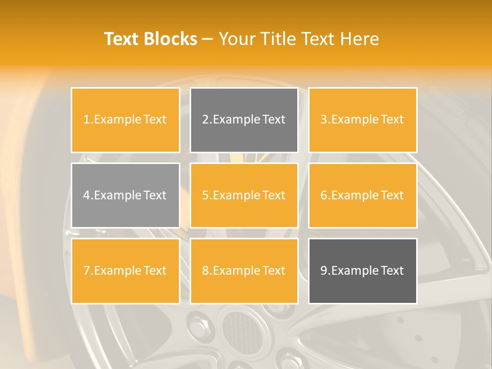 A Yellow Car Wheel With A Yellow Brake Cover PowerPoint Template