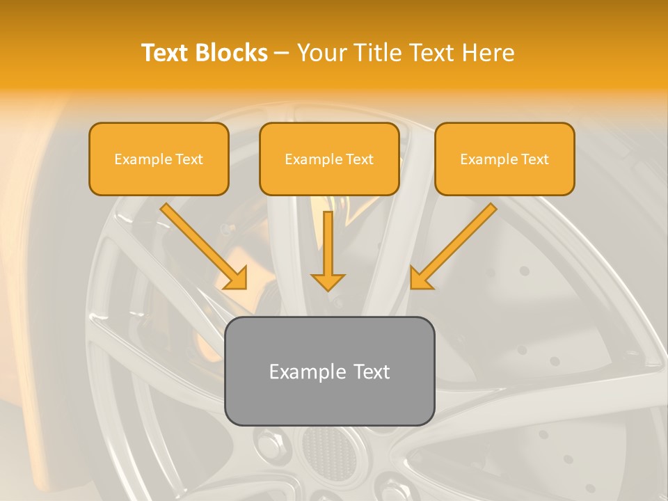 A Yellow Car Wheel With A Yellow Brake Cover PowerPoint Template