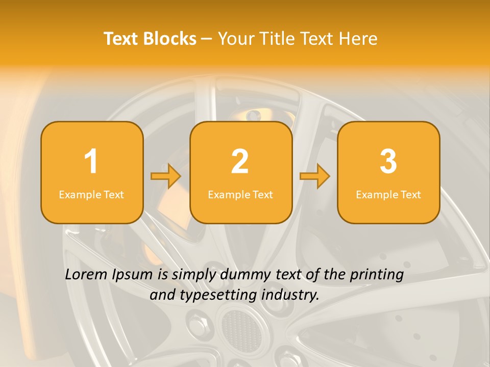 A Yellow Car Wheel With A Yellow Brake Cover PowerPoint Template
