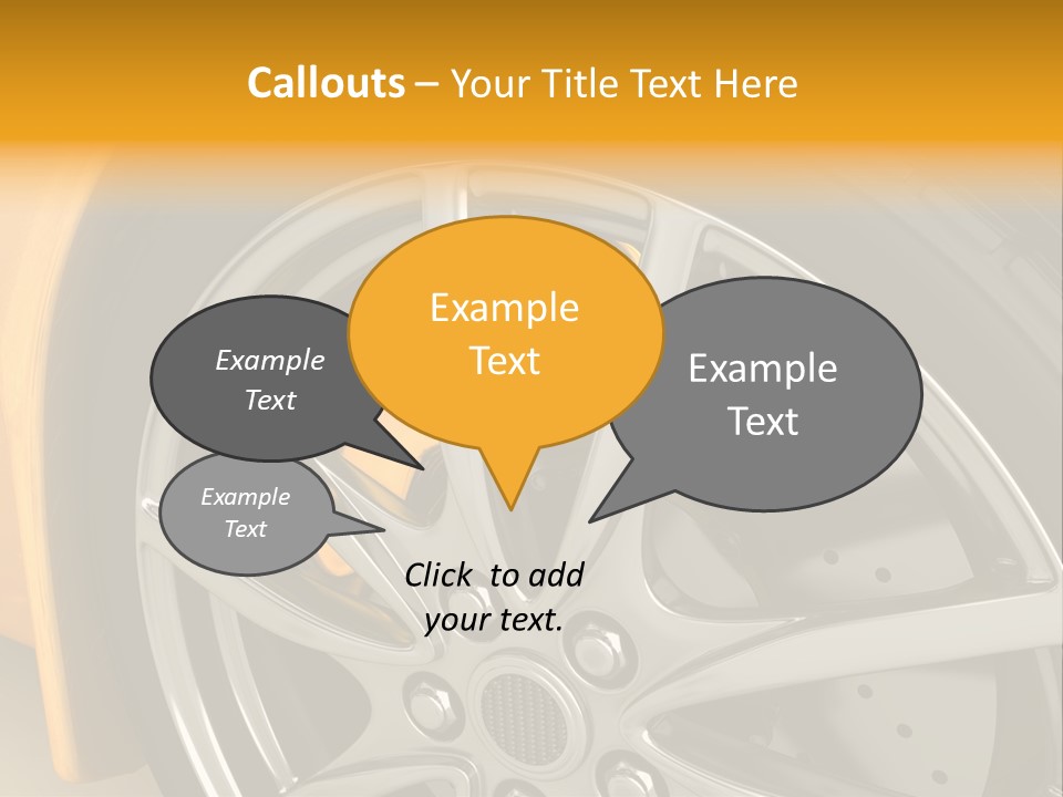 A Yellow Car Wheel With A Yellow Brake Cover PowerPoint Template