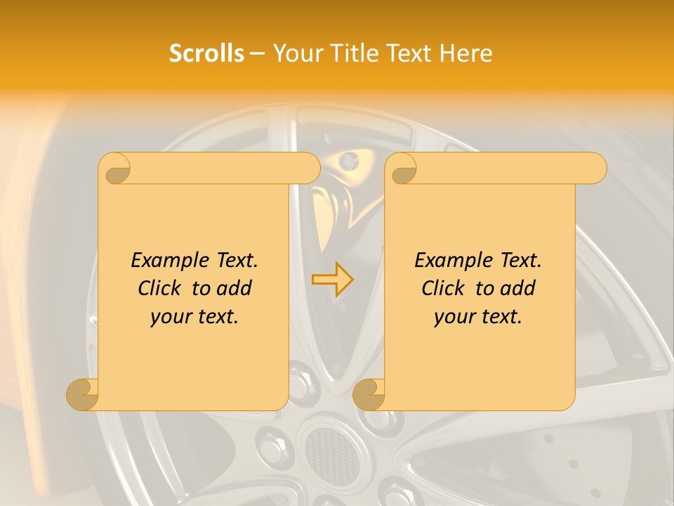 A Yellow Car Wheel With A Yellow Brake Cover PowerPoint Template