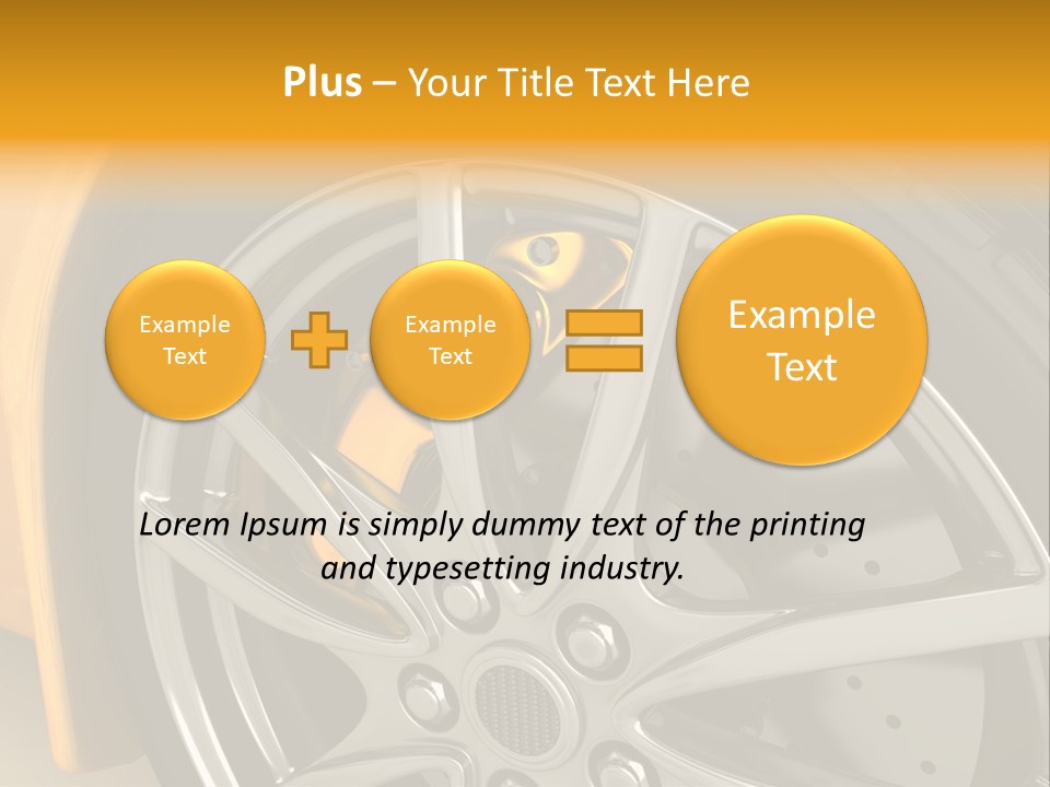 A Yellow Car Wheel With A Yellow Brake Cover PowerPoint Template