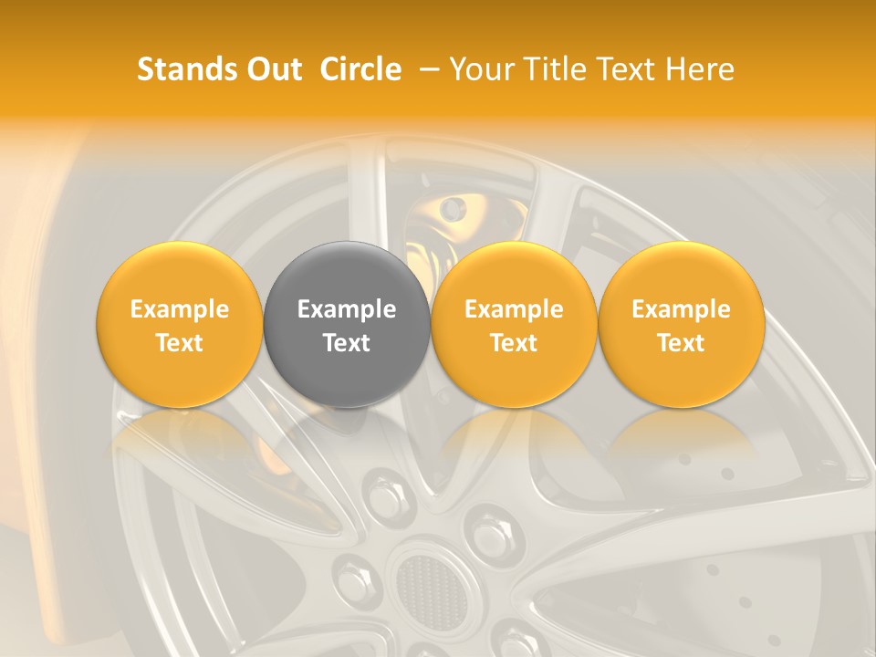 A Yellow Car Wheel With A Yellow Brake Cover PowerPoint Template