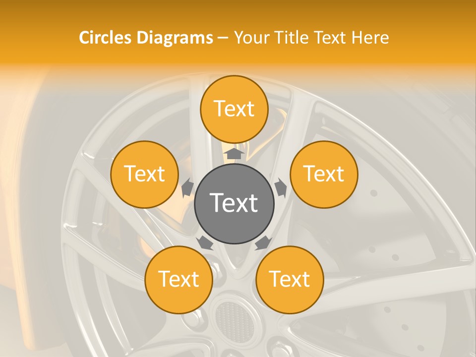 A Yellow Car Wheel With A Yellow Brake Cover PowerPoint Template