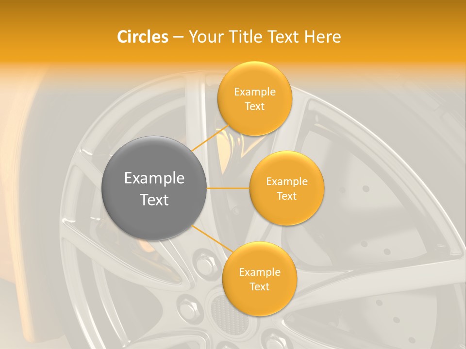 A Yellow Car Wheel With A Yellow Brake Cover PowerPoint Template