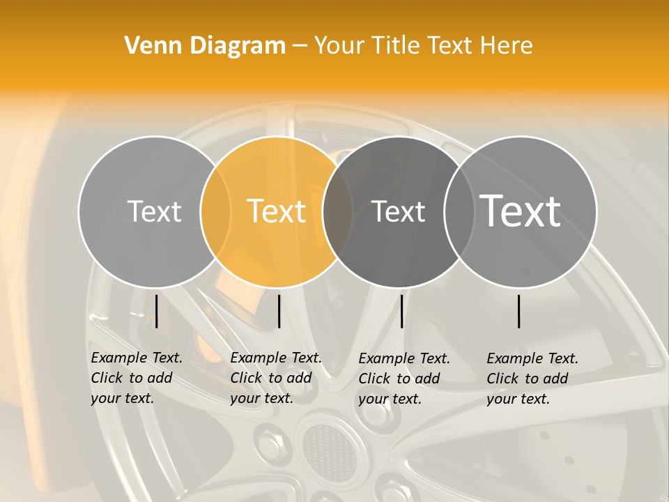 A Yellow Car Wheel With A Yellow Brake Cover PowerPoint Template