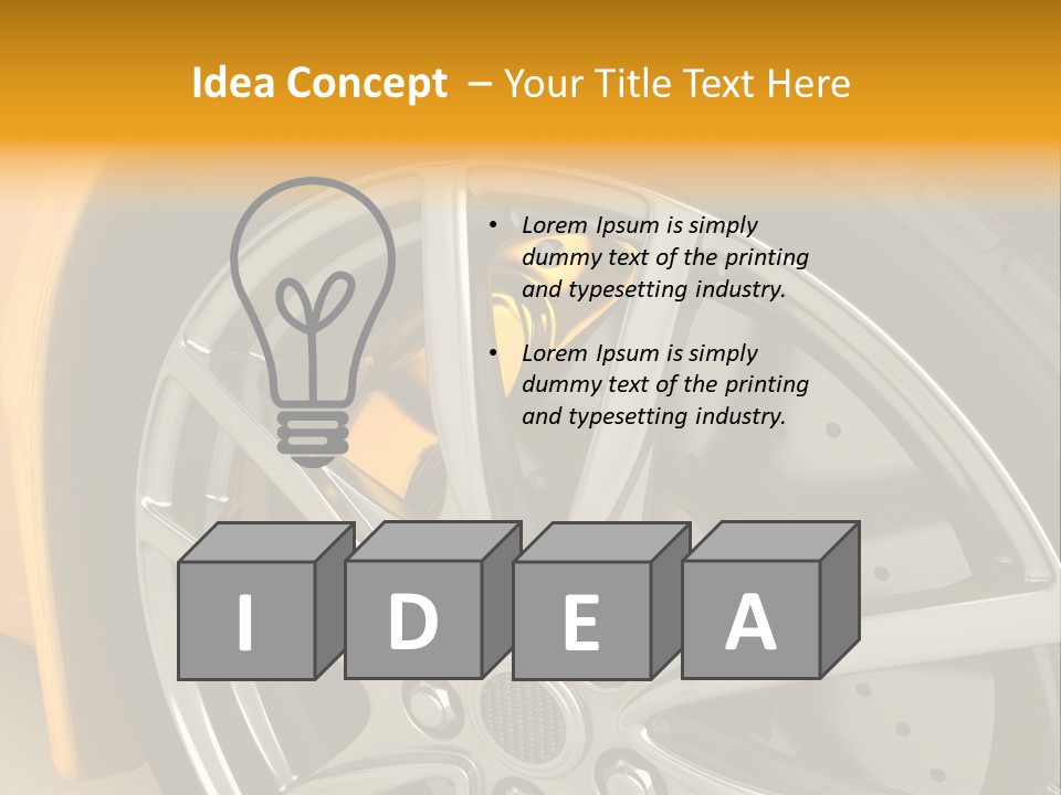A Yellow Car Wheel With A Yellow Brake Cover PowerPoint Template