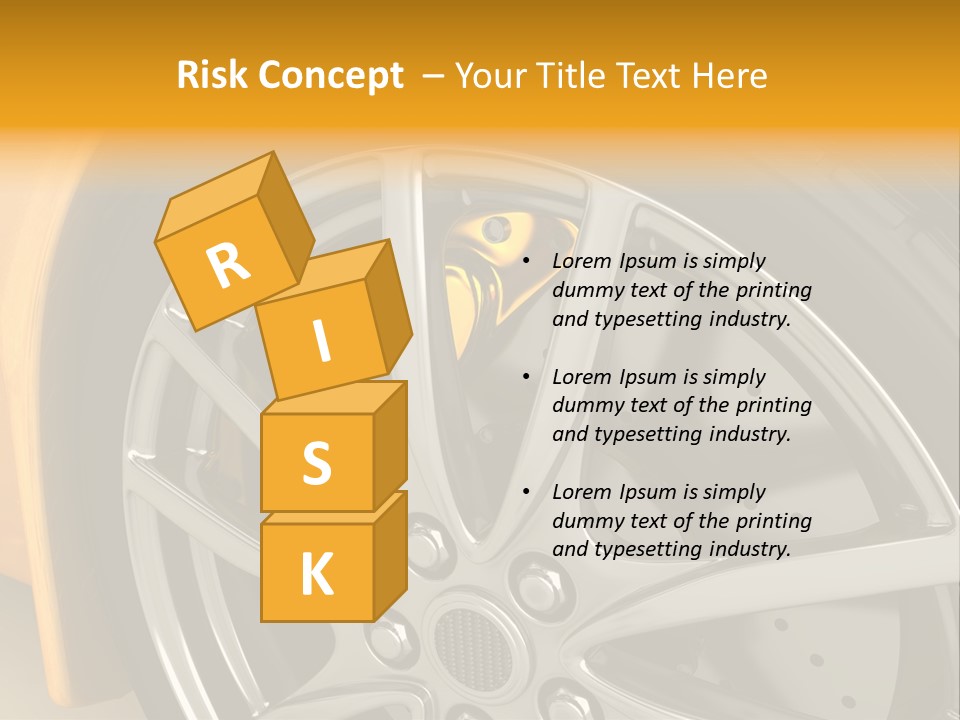A Yellow Car Wheel With A Yellow Brake Cover PowerPoint Template