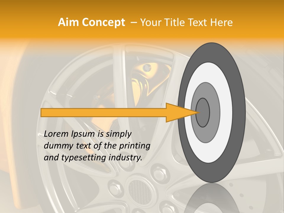 A Yellow Car Wheel With A Yellow Brake Cover PowerPoint Template