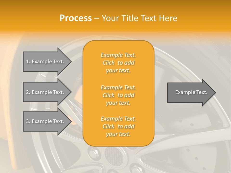 A Yellow Car Wheel With A Yellow Brake Cover PowerPoint Template