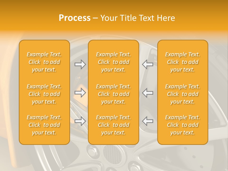 A Yellow Car Wheel With A Yellow Brake Cover PowerPoint Template