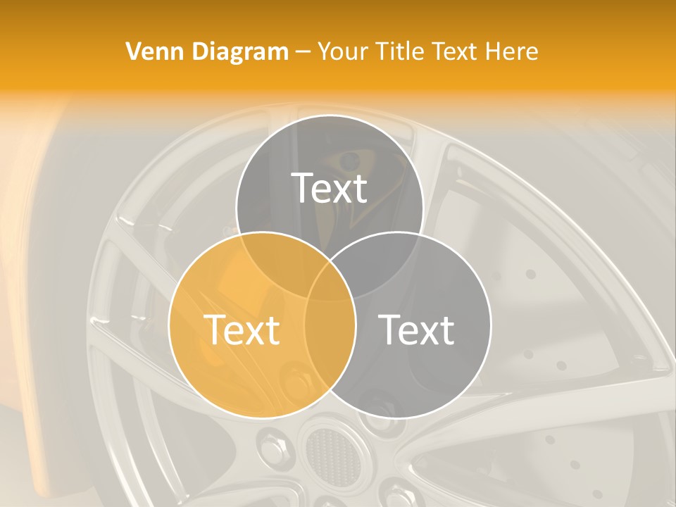 A Yellow Car Wheel With A Yellow Brake Cover PowerPoint Template