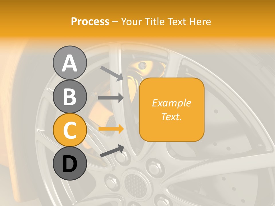 A Yellow Car Wheel With A Yellow Brake Cover PowerPoint Template