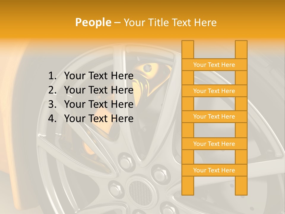 A Yellow Car Wheel With A Yellow Brake Cover PowerPoint Template
