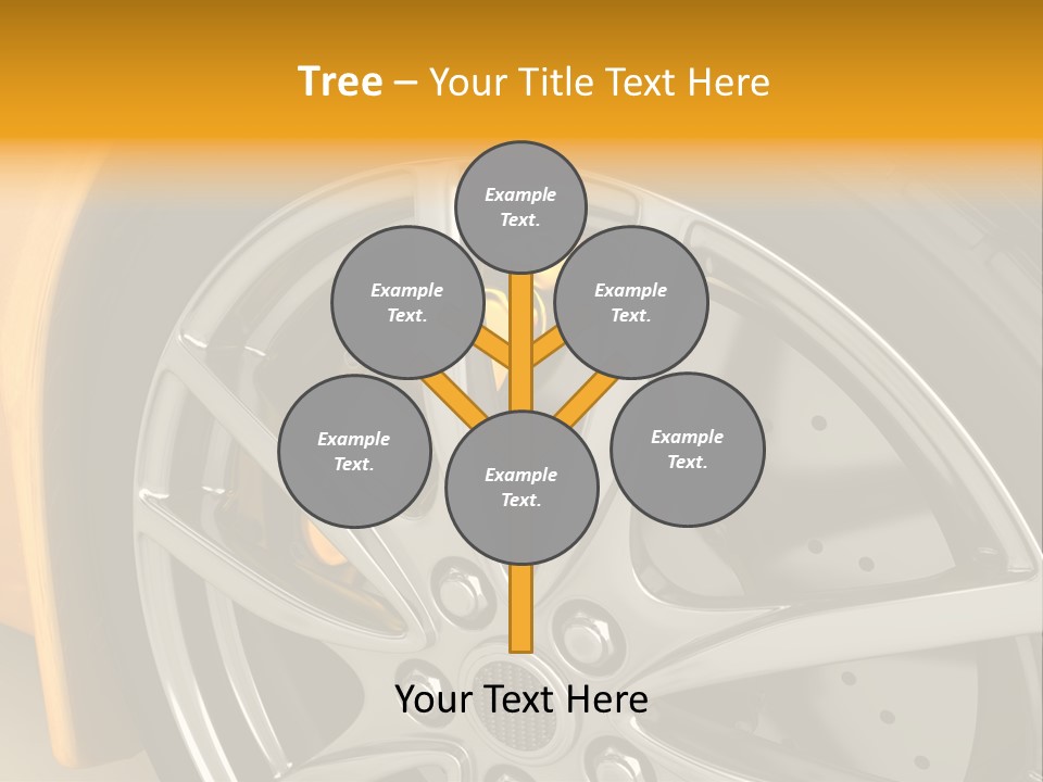 A Yellow Car Wheel With A Yellow Brake Cover PowerPoint Template