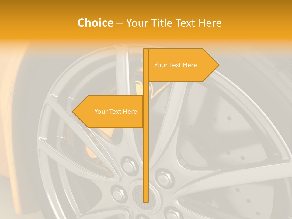 A Yellow Car Wheel With A Yellow Brake Cover PowerPoint Template