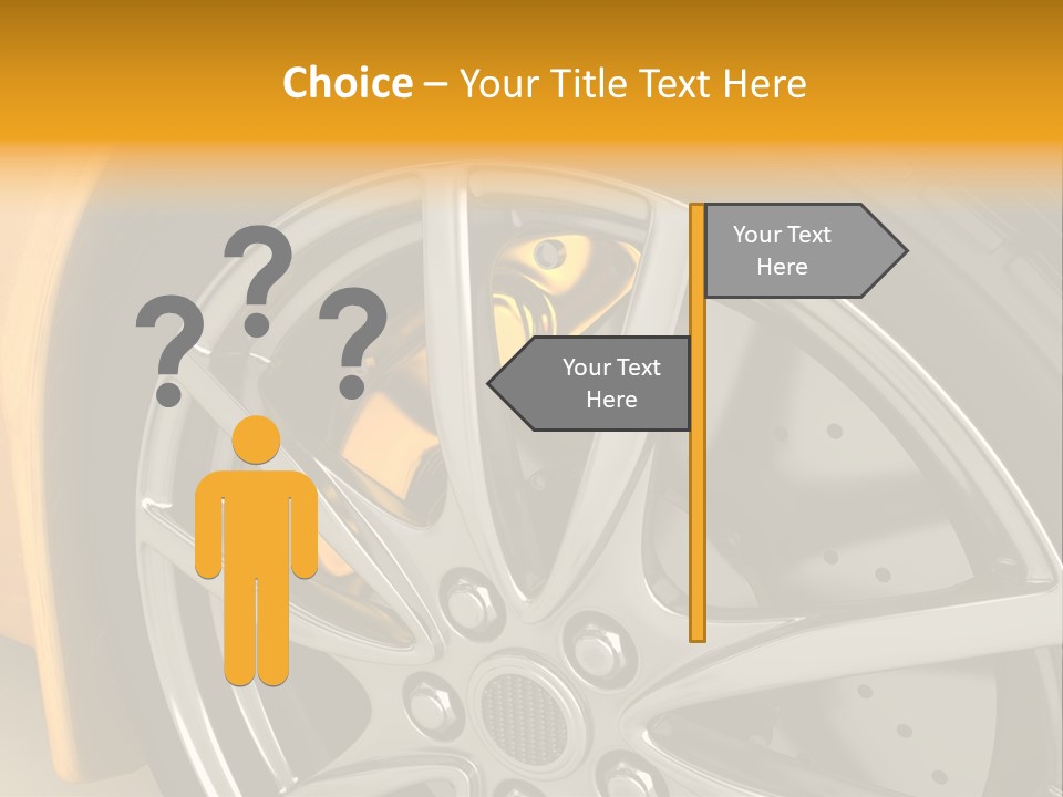 A Yellow Car Wheel With A Yellow Brake Cover PowerPoint Template