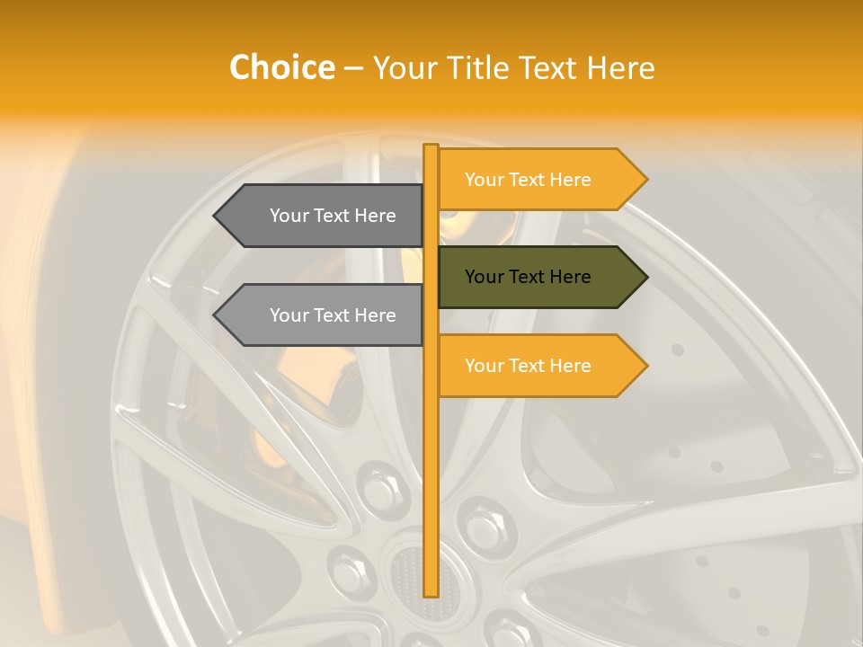 A Yellow Car Wheel With A Yellow Brake Cover PowerPoint Template