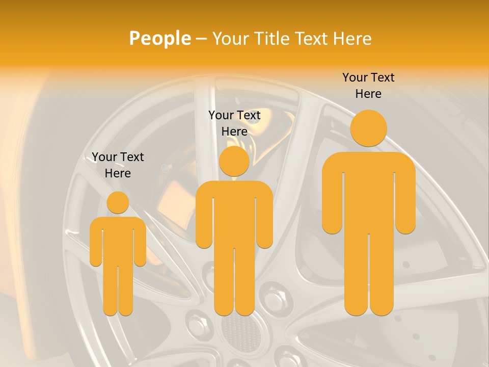 A Yellow Car Wheel With A Yellow Brake Cover PowerPoint Template