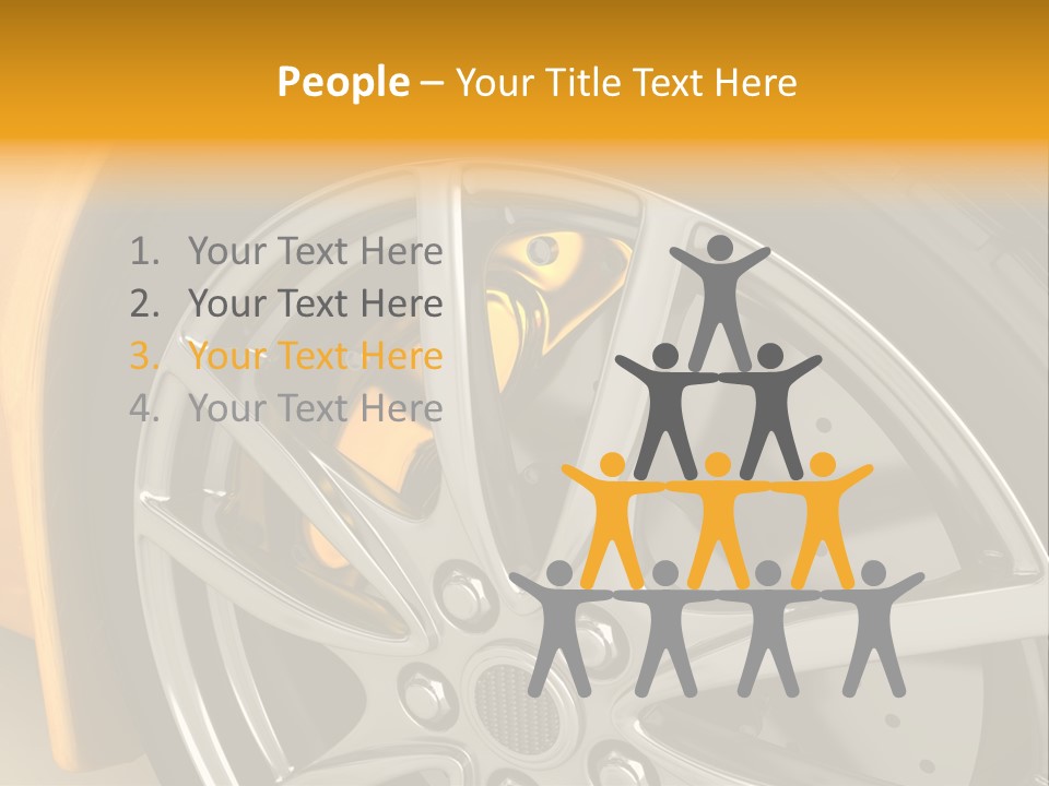 A Yellow Car Wheel With A Yellow Brake Cover PowerPoint Template