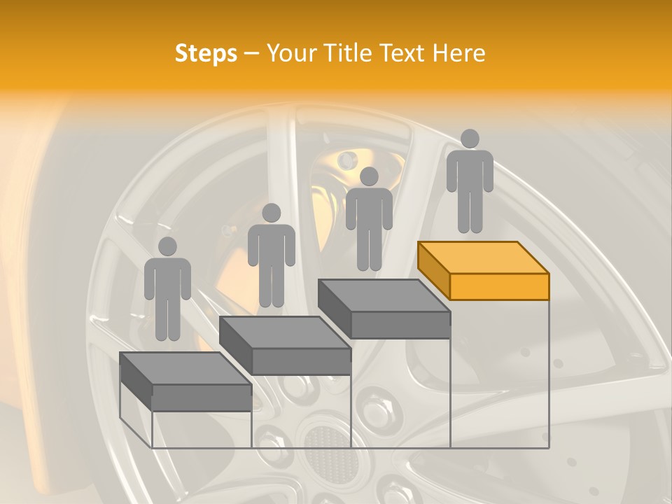 A Yellow Car Wheel With A Yellow Brake Cover PowerPoint Template