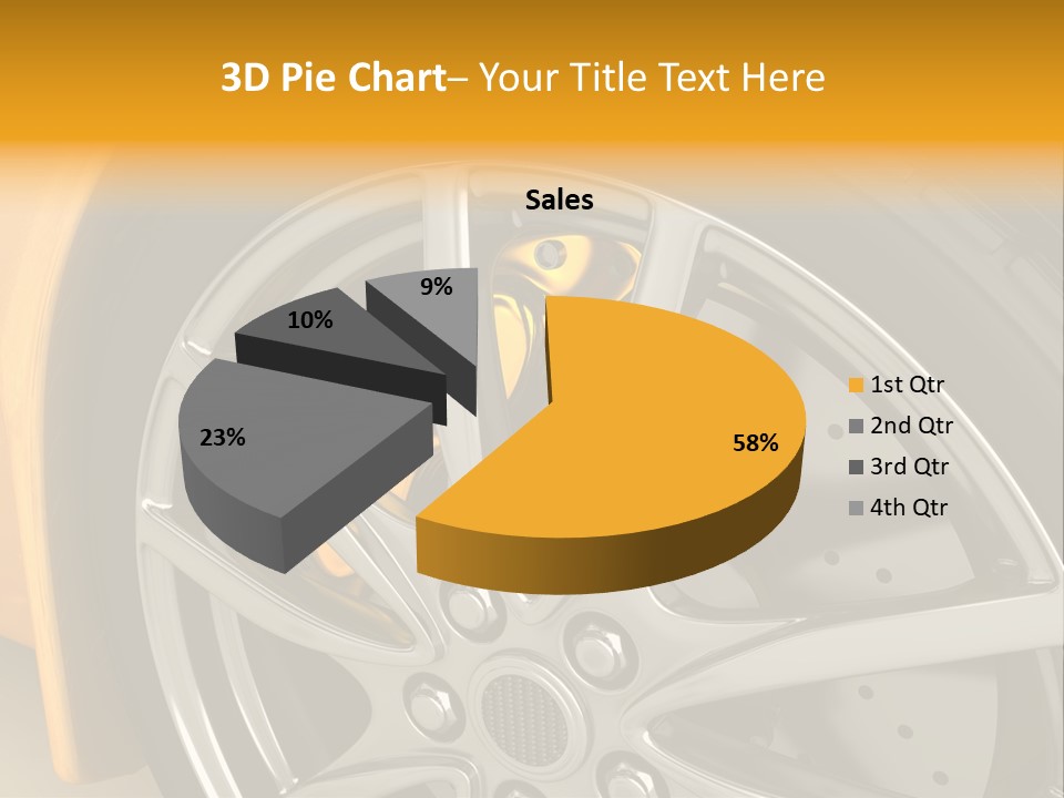 A Yellow Car Wheel With A Yellow Brake Cover PowerPoint Template