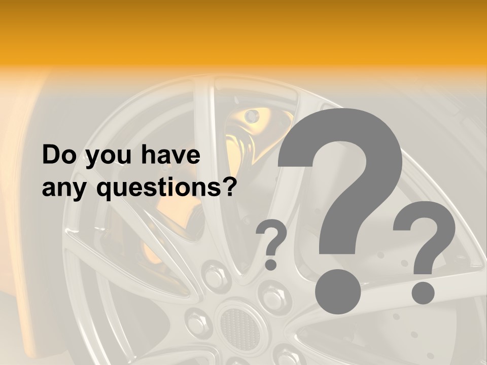 A Yellow Car Wheel With A Yellow Brake Cover PowerPoint Template