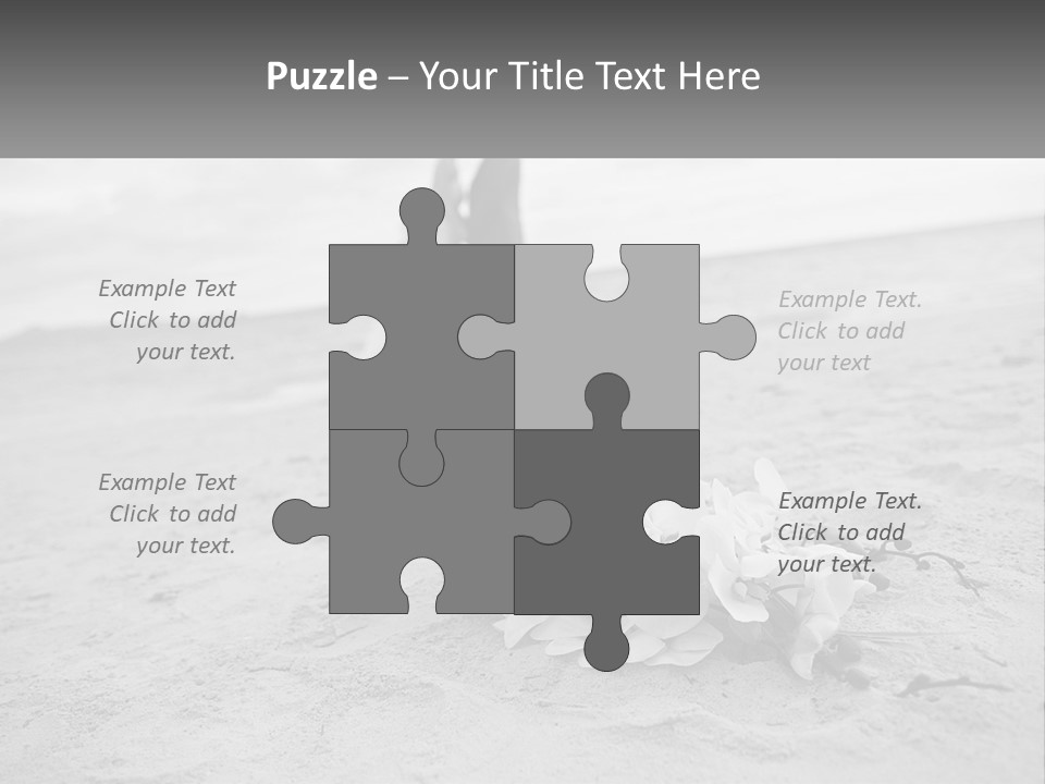 A Couple Standing On A Beach Next To A Bouquet Of Flowers PowerPoint Template