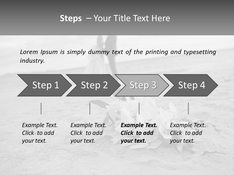 A Couple Standing On A Beach Next To A Bouquet Of Flowers PowerPoint Template