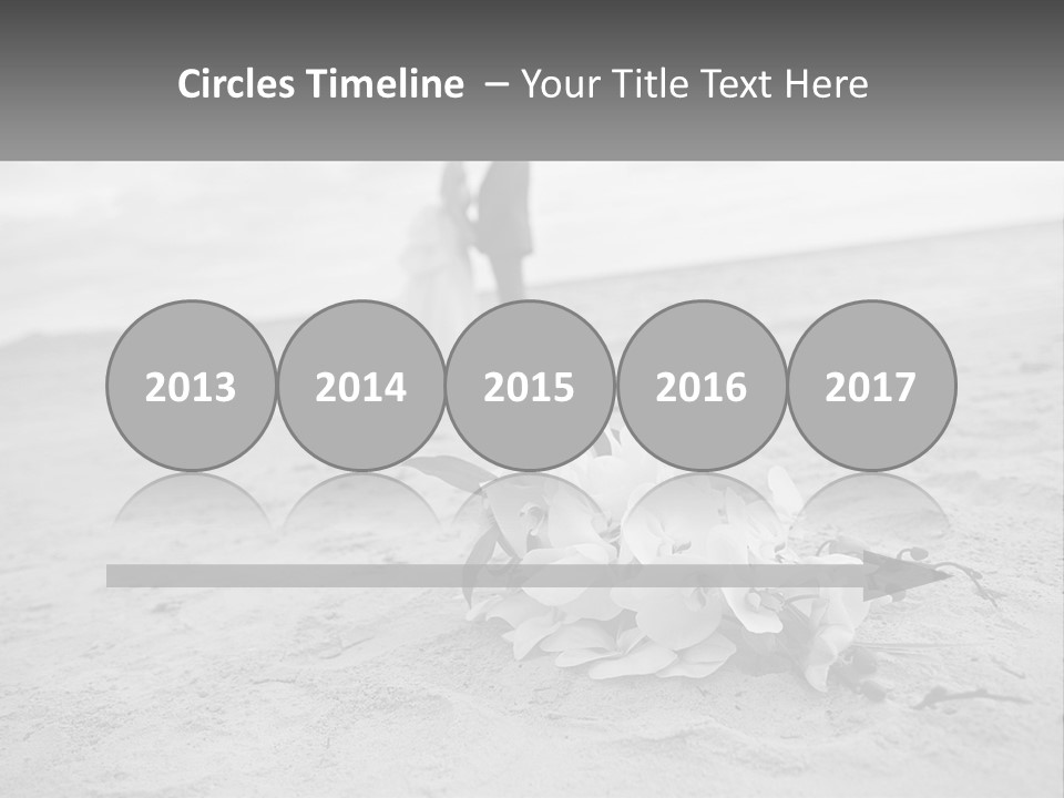 A Couple Standing On A Beach Next To A Bouquet Of Flowers PowerPoint Template