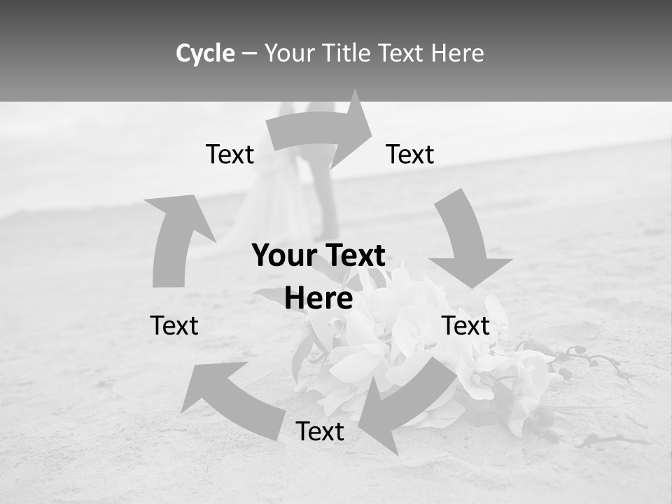 A Couple Standing On A Beach Next To A Bouquet Of Flowers PowerPoint Template