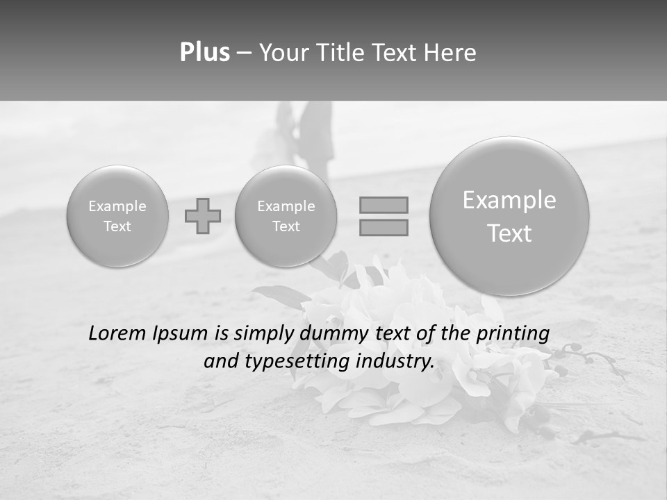 A Couple Standing On A Beach Next To A Bouquet Of Flowers PowerPoint Template