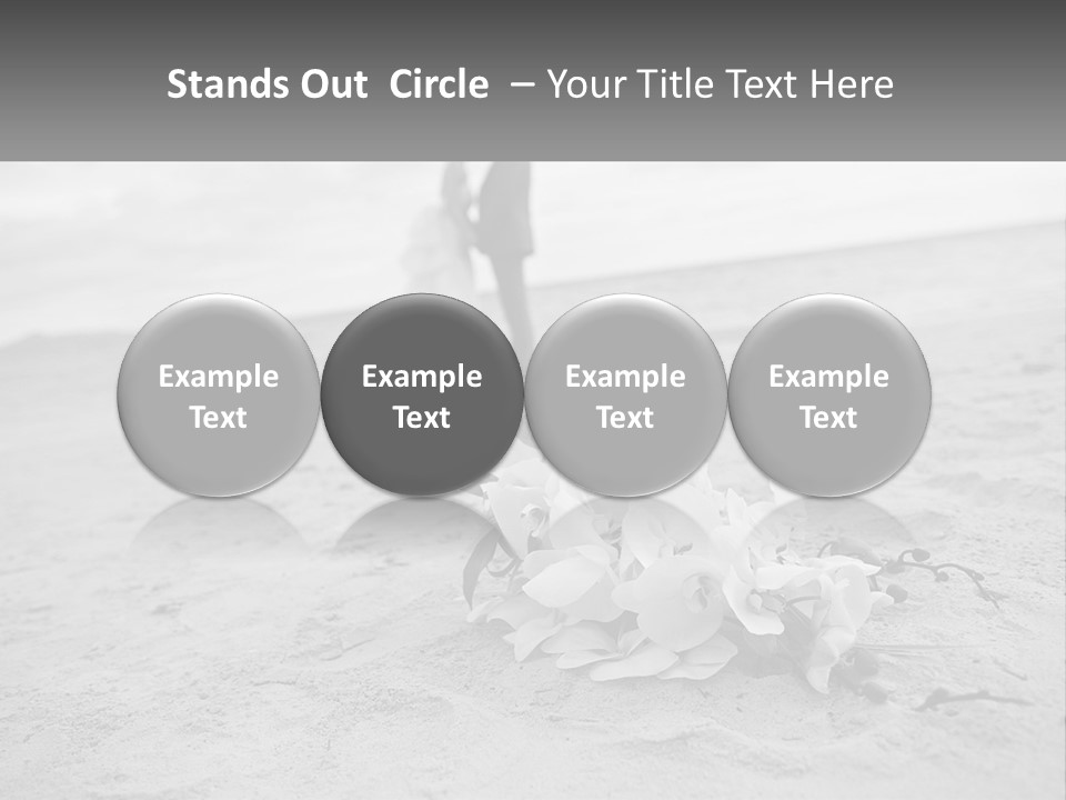 A Couple Standing On A Beach Next To A Bouquet Of Flowers PowerPoint Template
